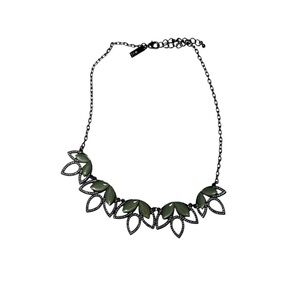 Inc Gun Metal And Green Necklace 18” - 21”